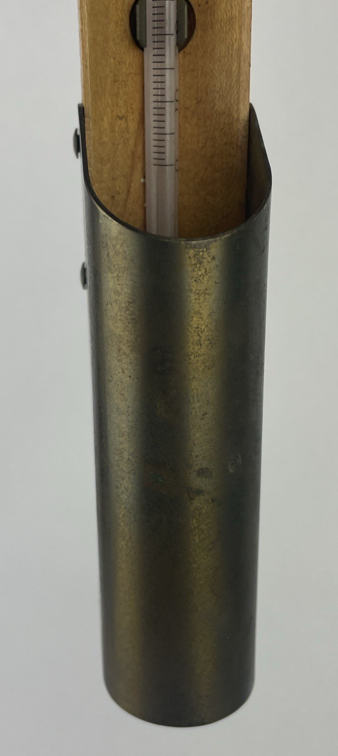 Vintage Brass ASTM Tank Gauging Woodback Cup Case Tank Thermometer