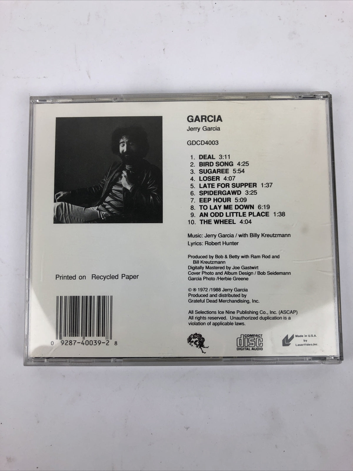 Garcia [Jerry Garcia solo] 1988 CD Grateful Dead. Mint Disc Guaranteed #7