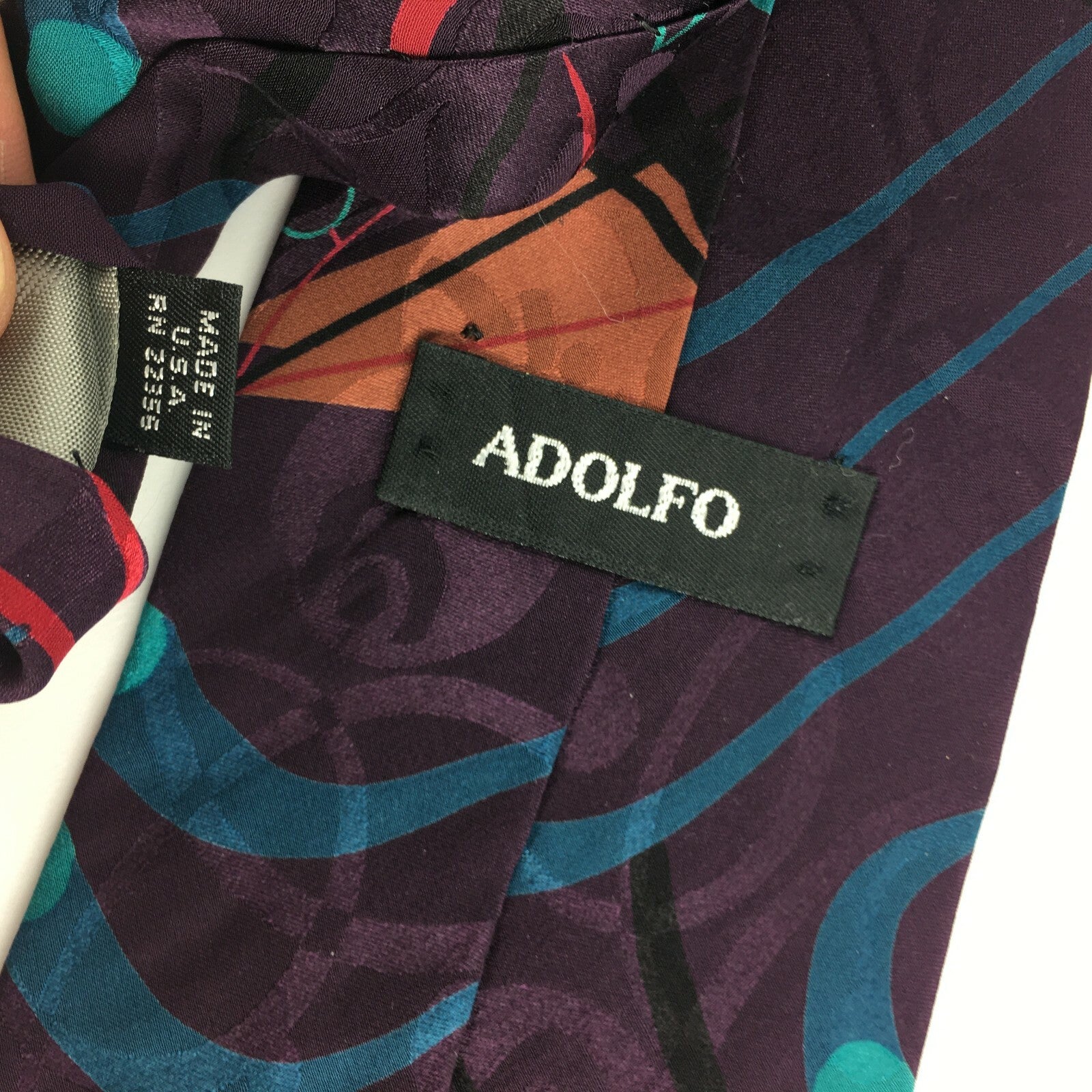 Genuine Adolfo 100% Silk Handmade Stylish Formal/Casual Tie Multi Coloured