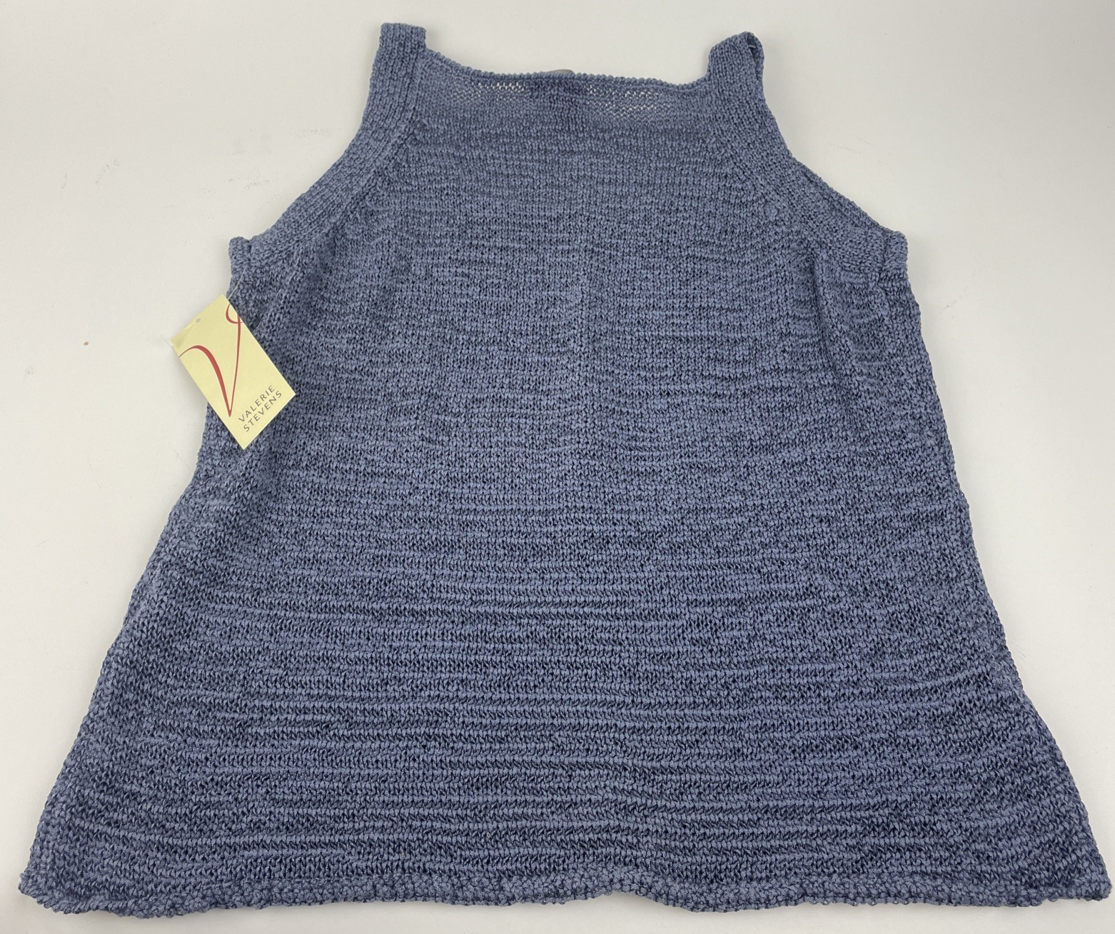 Valerie Stevens Medium M Loose Knit Sleeveless Sweater Tank Top Blue NWT