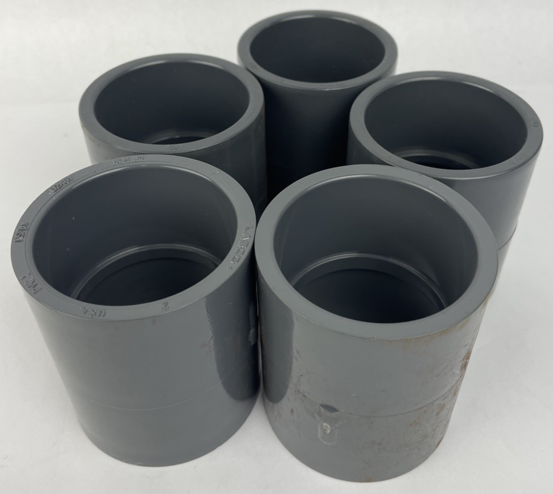 Lot of 5 x Lasco 2" PVC-I NSF-PW SCH-80 Slip Fit Coupling Socket ASDM D2467