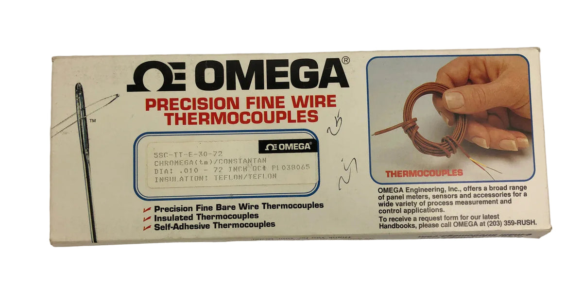 5 x Omega Engineering precision fine wire thermocouples 72" .010 Diam.    LOOK