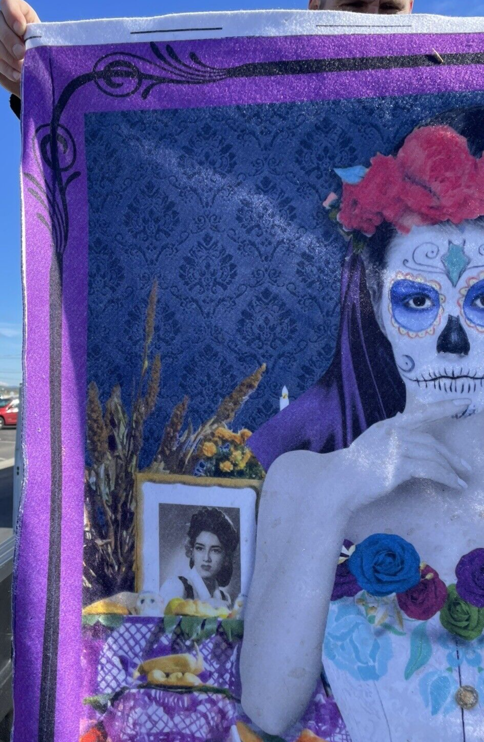 Dia De Muertos La Catrina - Felt Wall Art Print Beautiful Approx. 60" x 35" MXN