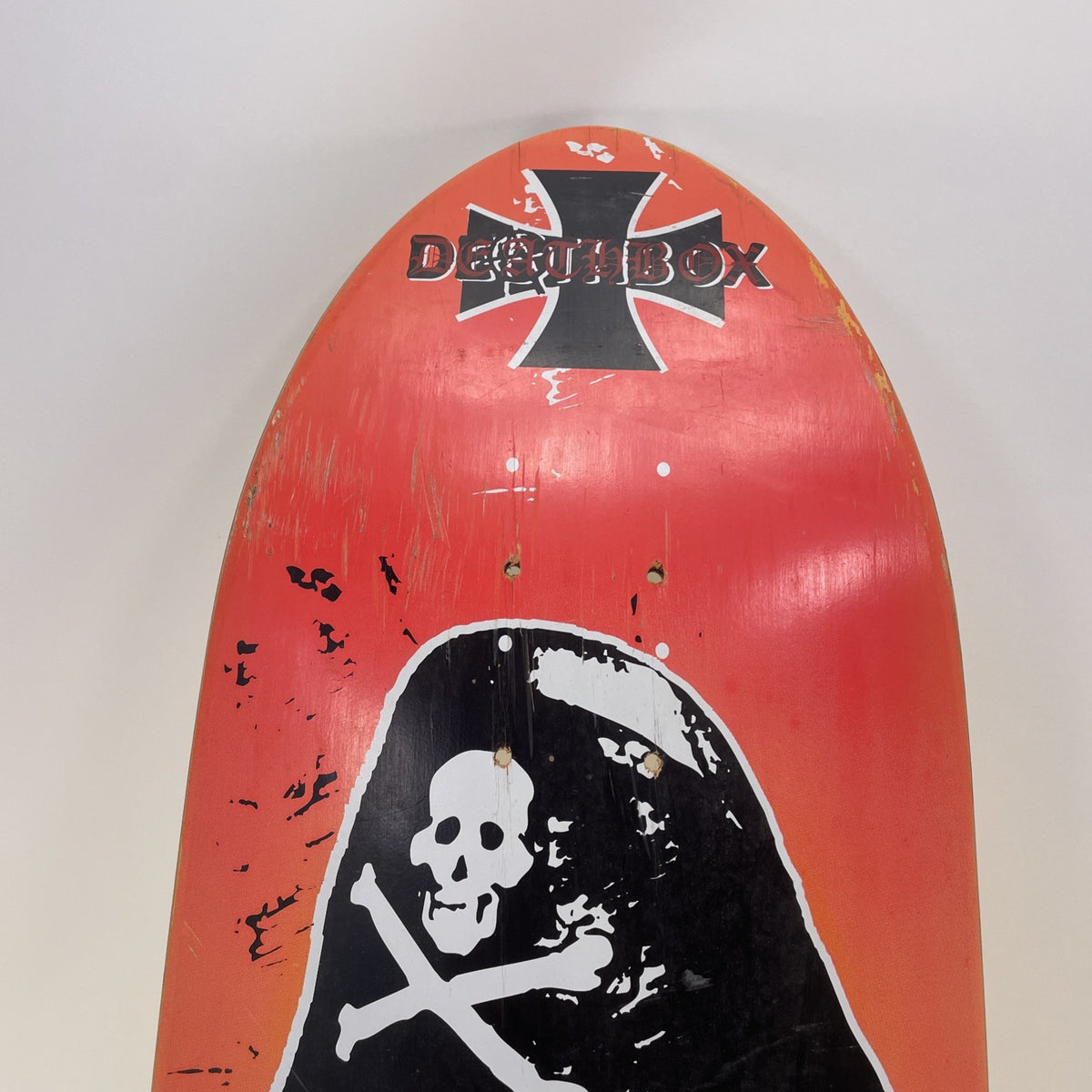Deathbox Skateboards Orange / Black Surf Pirate Skull Limited Edition 9" x 34.5"