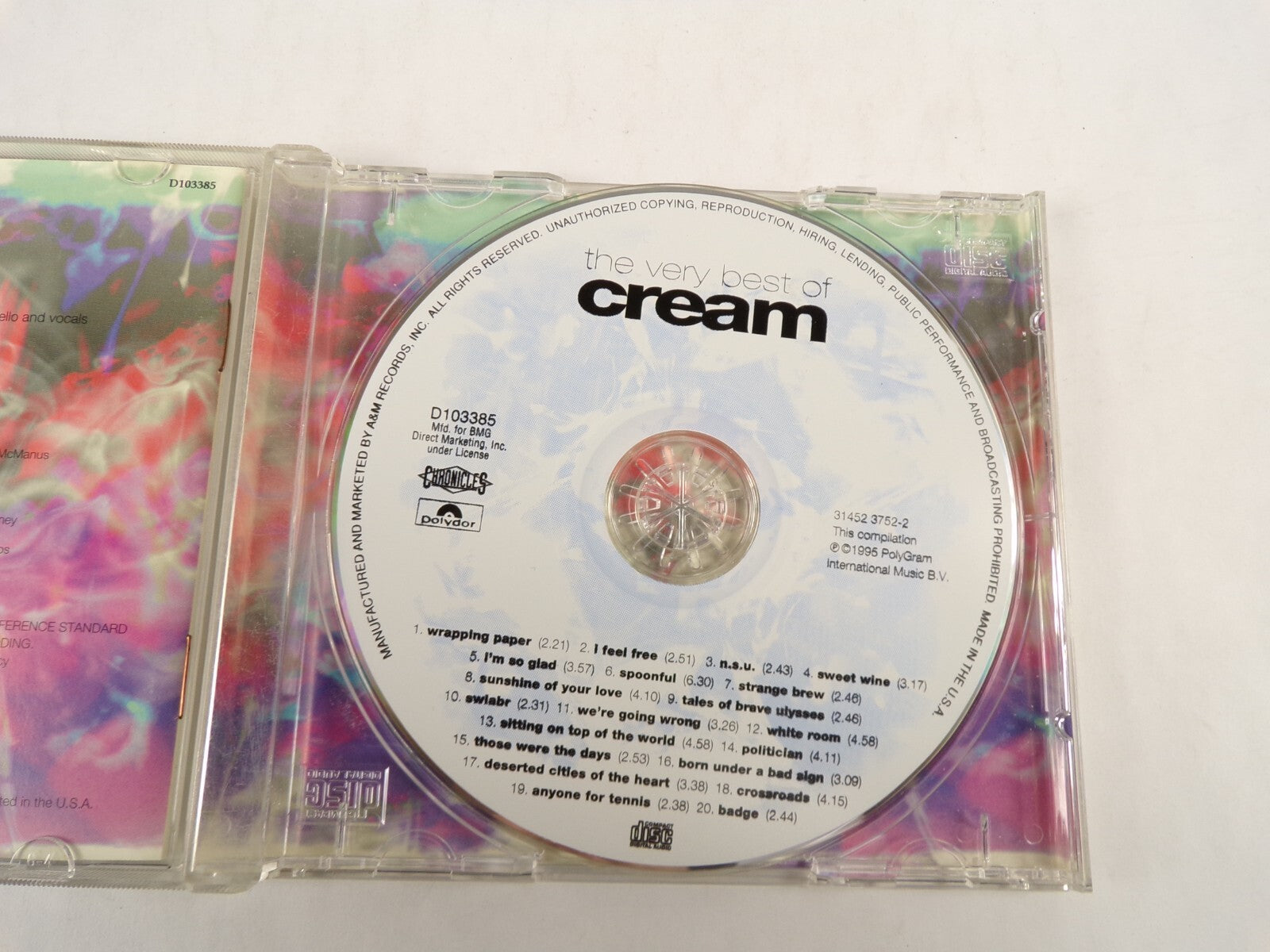 The Very Best Of Cream Wrapping PaperI Feel N S U Sweet Wine Im So Glad CD#54