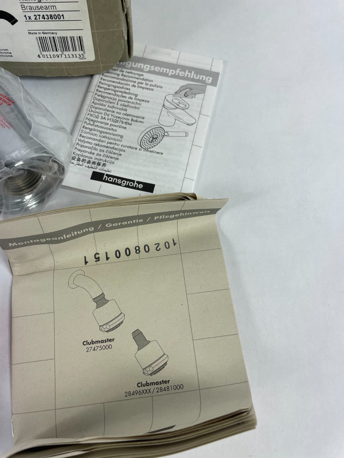 Hansgrohe Brausearm 27438001 chrome shower arm