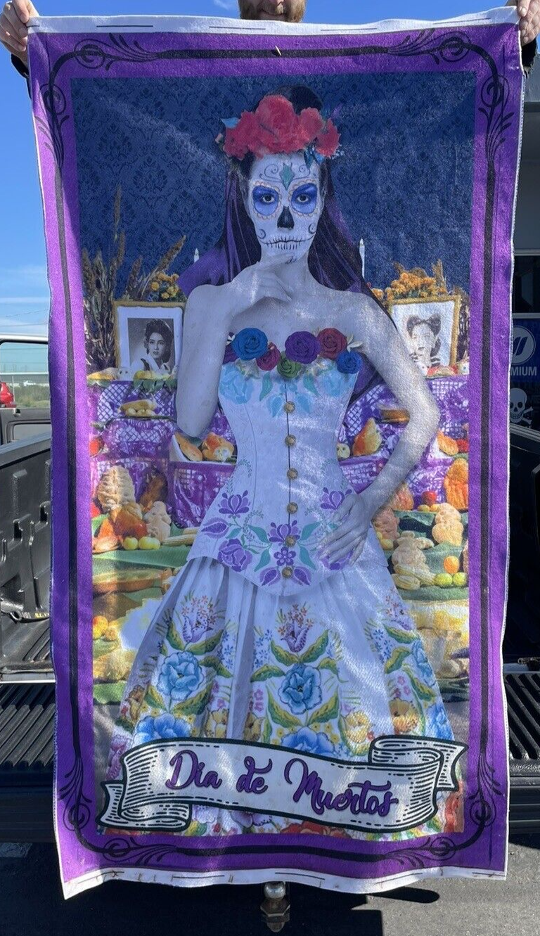 Dia De Muertos La Catrina - Felt Wall Art Print Beautiful Approx. 60" x 35" MXN