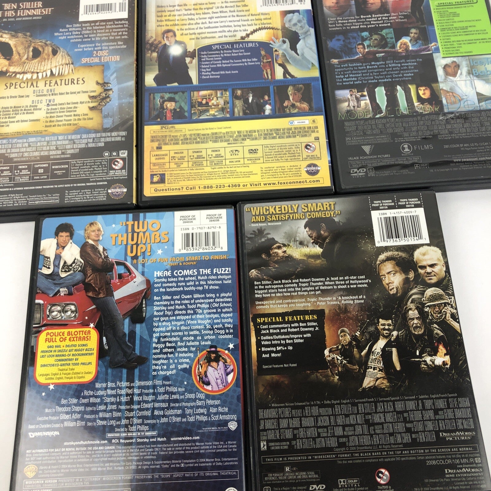 Ben Stiller - Lot of 5 DVDs, ZOOLANDER * Tropic Thunder * Starsky & Hutch ++