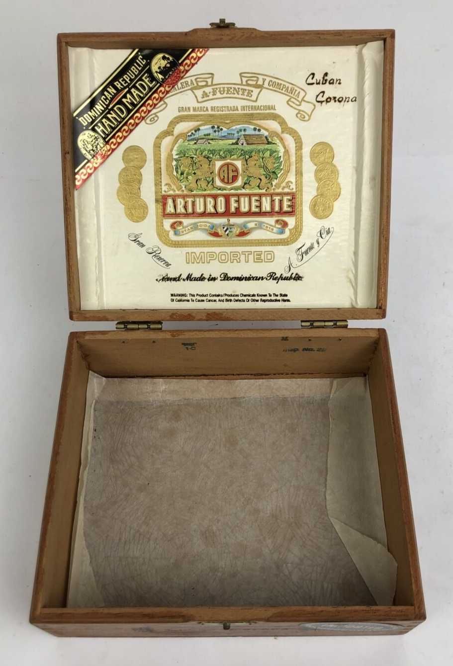 Arturo Fuente Short Story Wood Cigar Box Jewelry Trinket Trapezoid Dominican Rep