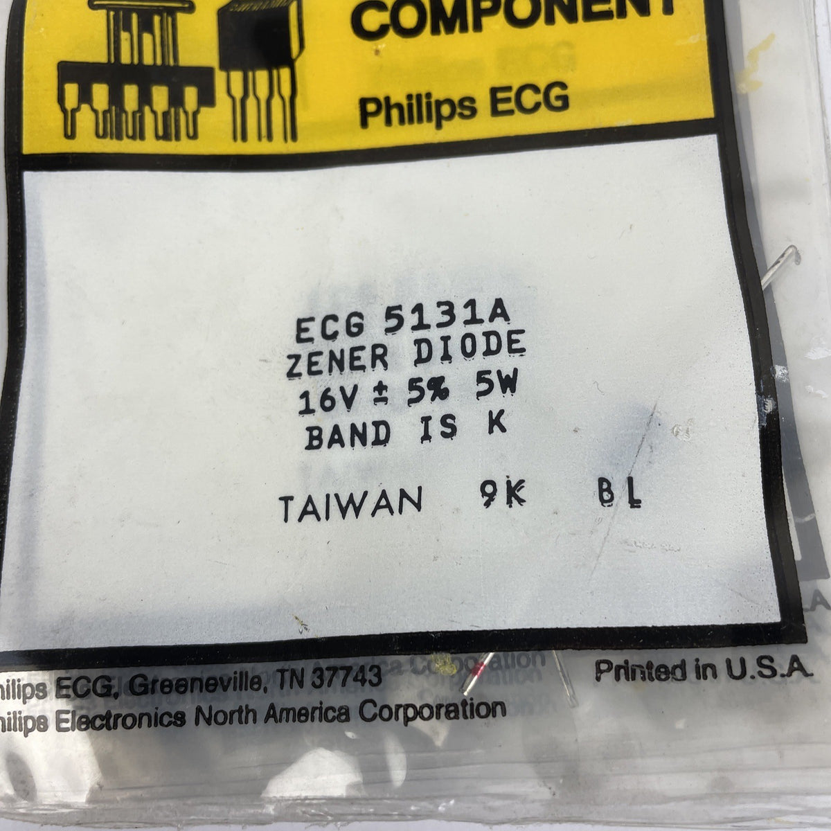 10 x Philips ECG Component 5131A Zener Diode 16V +/-5% 5W K Band - Taiwan