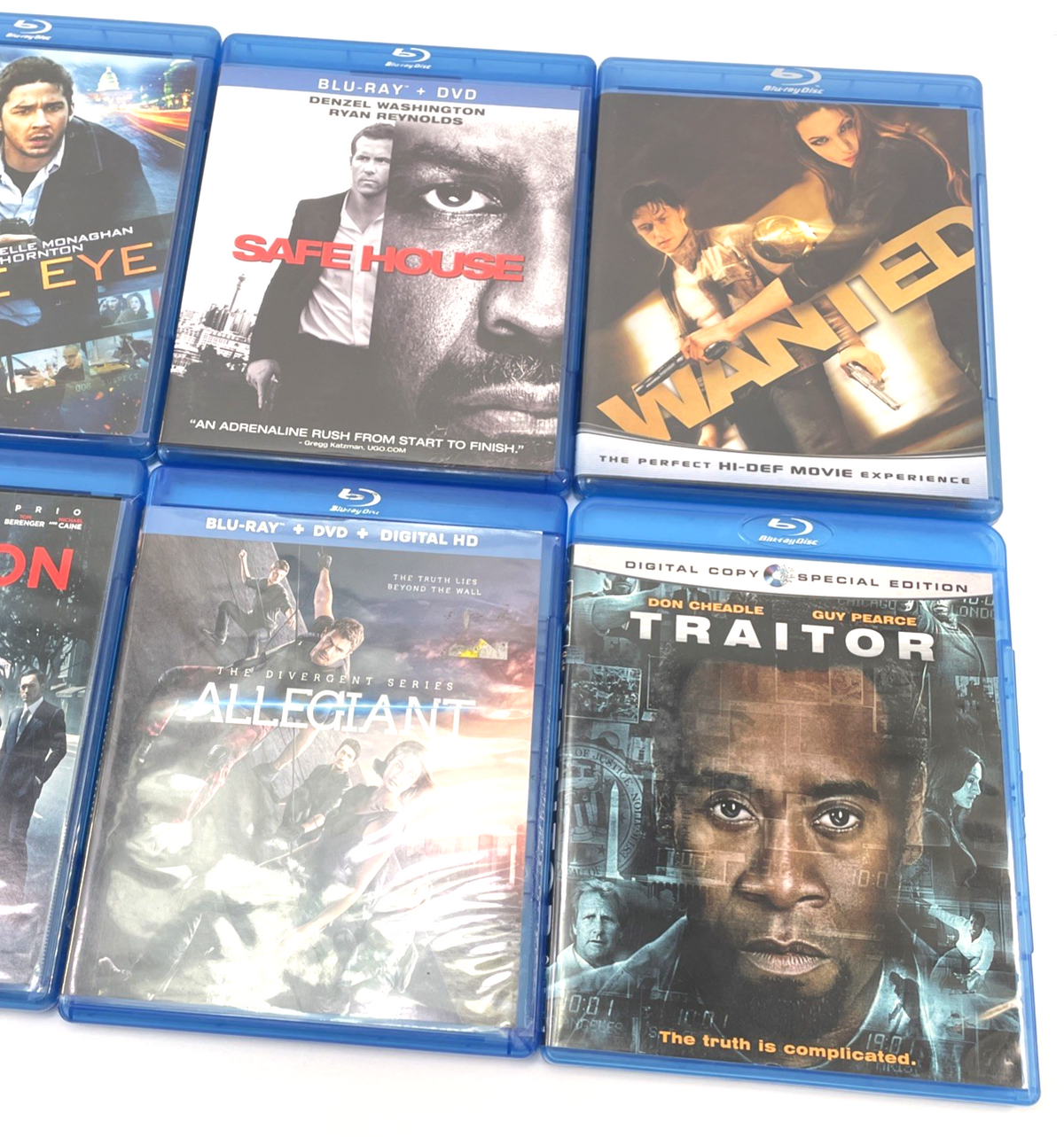 Action Thriller Blu-ray Lot of 10 Traitor, Eagle Eye, Safe House, Wanted, Priest