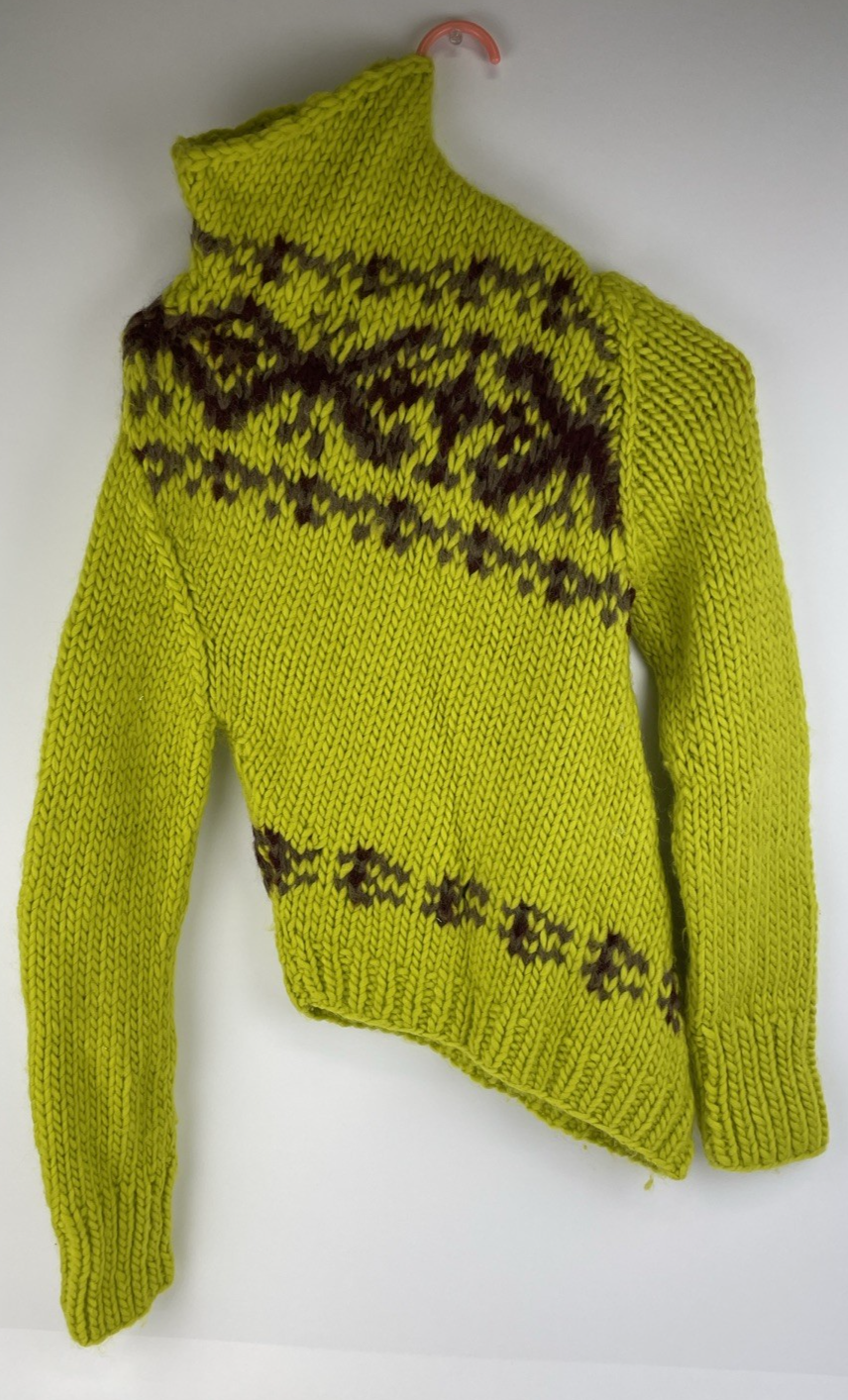 Vintage DKNY Wool Blend Chunky Hand Knit Turtleneck Isle Twin Set Sweater