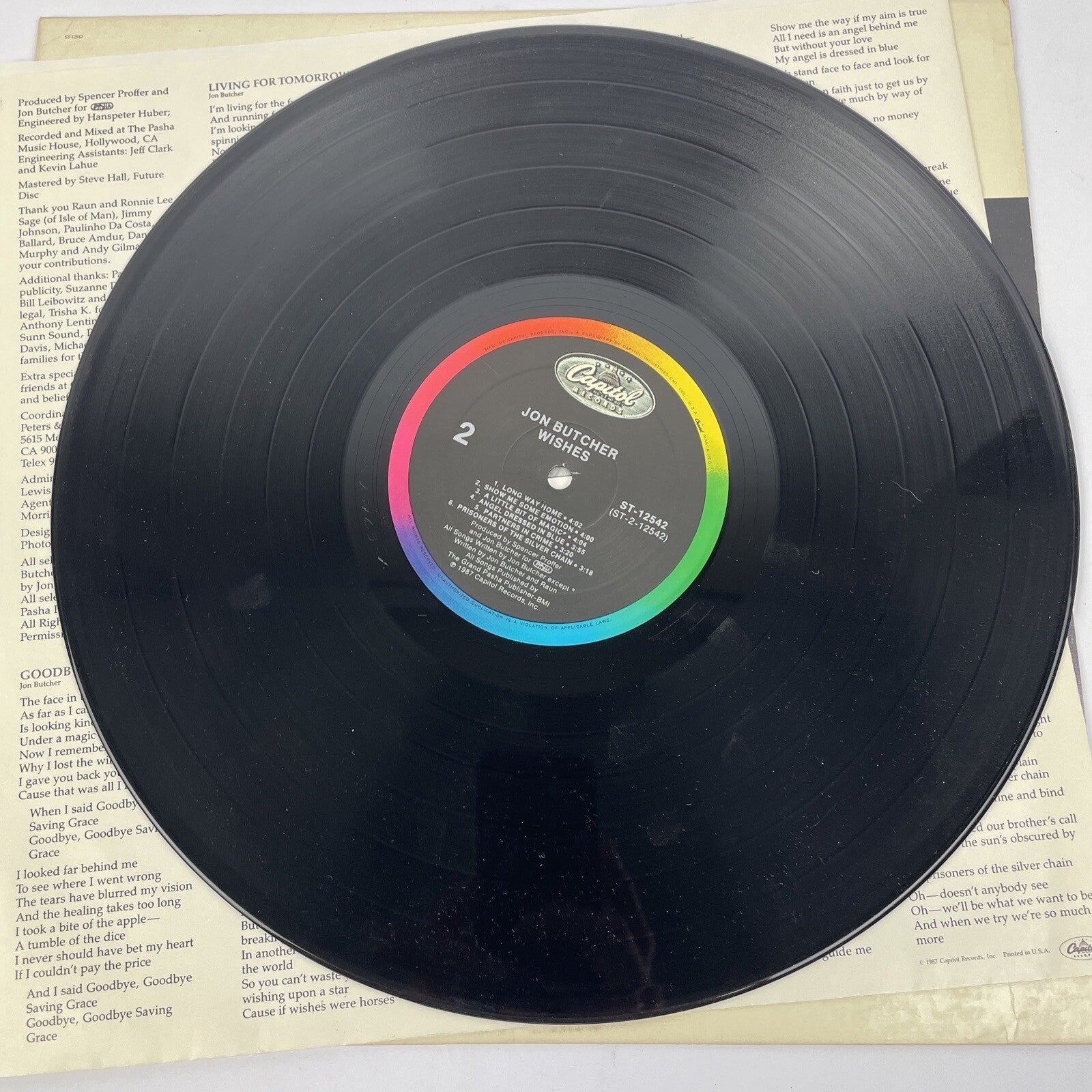 Jon Butcher 'Wishes' LP  Record 12" EMI Capitol Records - Very Good Condition