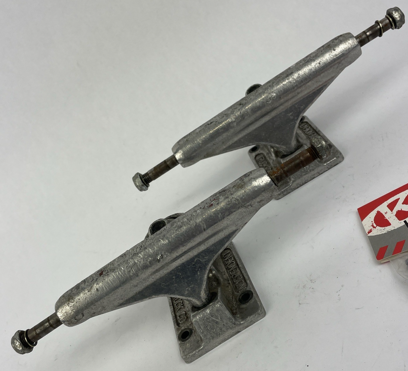 Independent OG Iron Cross polished Standard 139 skateboard trucks for 8-inch decks with mounting hardware included.