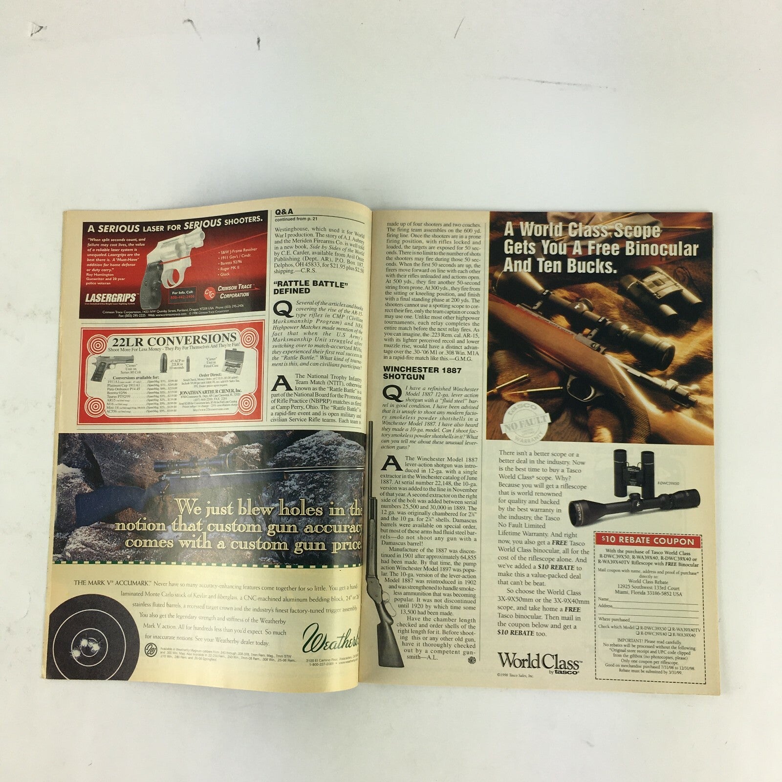 December 1998 American Rifleman Magazine It Can Happen Here Unless You Vote!