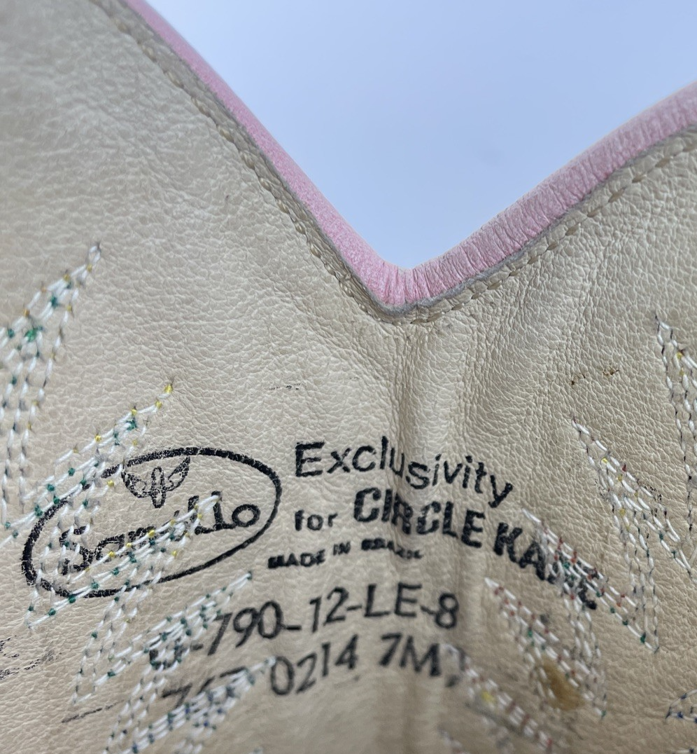 Samello for Circle Kane Cowboy Boots Pink w Rainbow embroidery Sz 7M Brazil Made