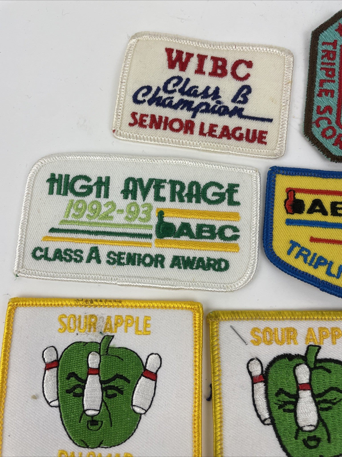 Lot Of 14 Vintage Bowling Patches Split ABC WIBC Sour Apple Bowling Association