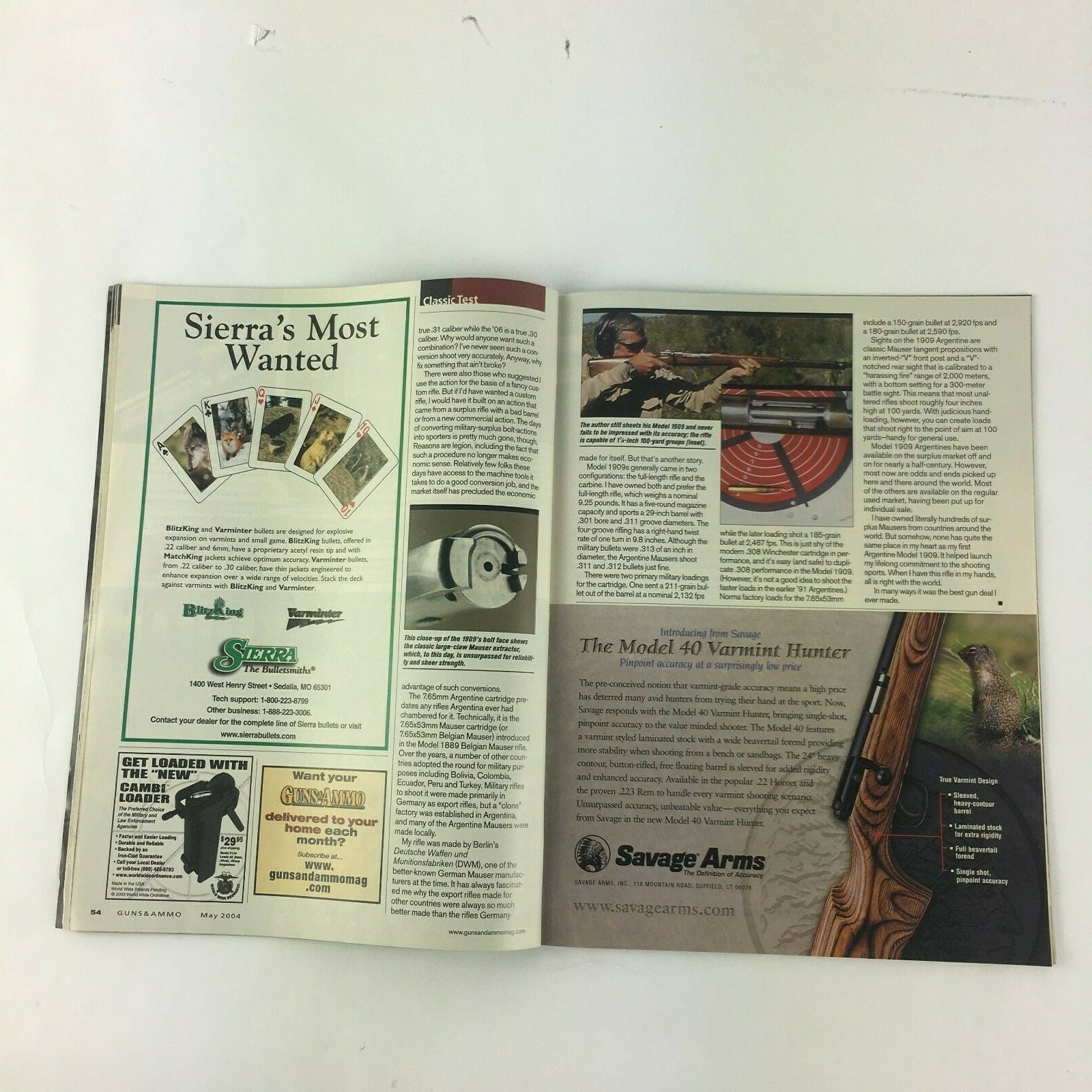 May 2004 Guns & Ammo Magazine Fast & Furious .25 WSSM Cartridge Tarus 24/7 Auto