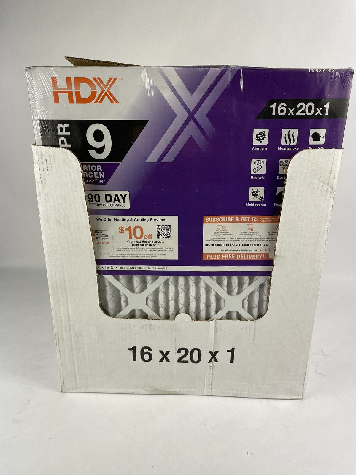 Lot of 12 : HDX 16 in. x 20 in. x 1 in. Superior Pleated Air Filter FPR 9
