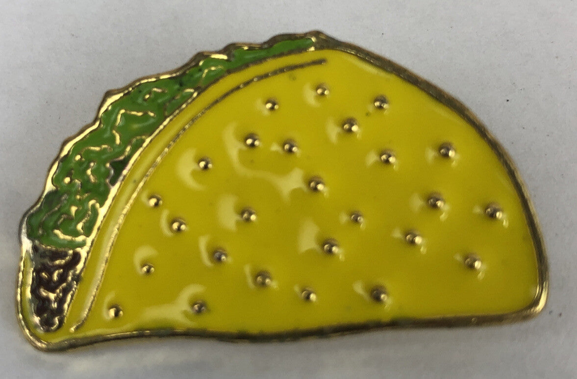 Rare TACO ENAMEL Lapel PIN Emoji Galactic Mexican Food POP Bell 1.5" x 1" 