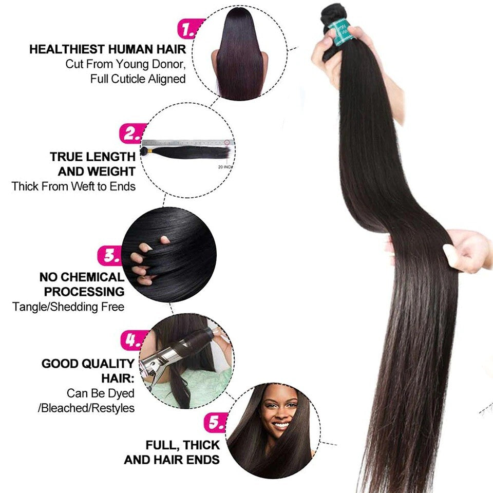 Brand New Ali Grace Brazilian Straight 20" Natural Color 100% Human Hair A2