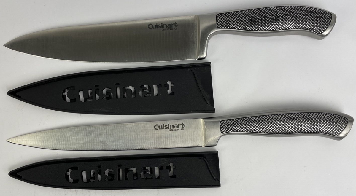 Lot of 2 x CUISINART KNIFE 8" SLICING 8" Chef KNIFE Set STEEL HOLLOW HANDLE