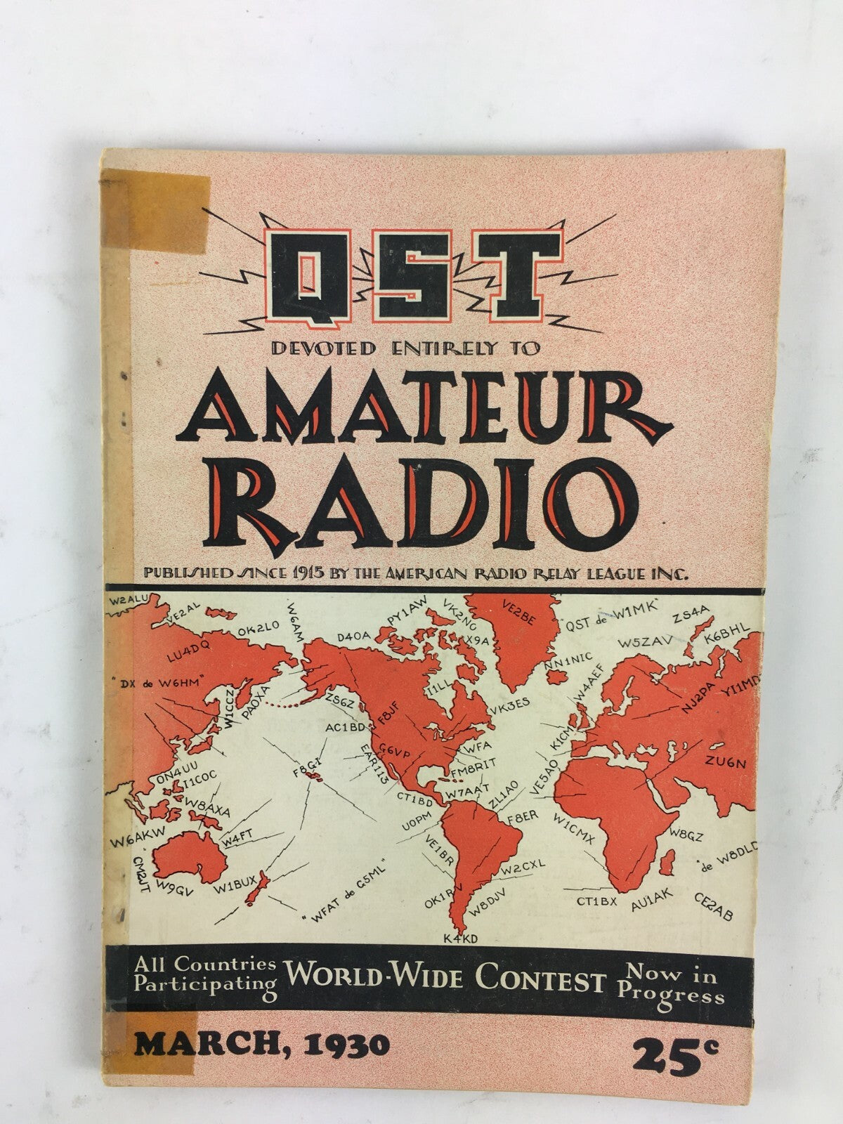 March 1930 QST Amateur Radio Magazine World Wide Contest Now in Progress