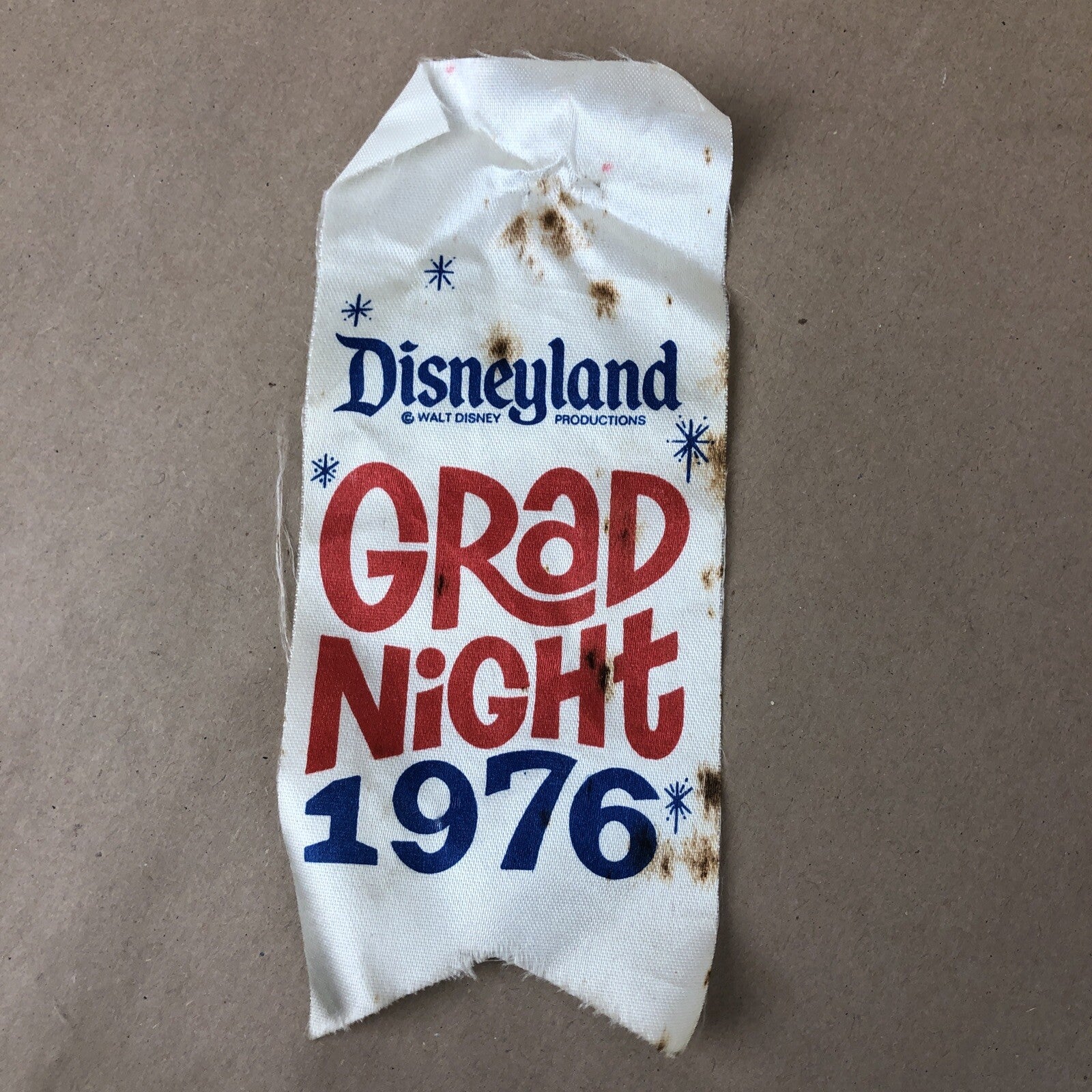 1976 Disneyland’s Grad Night High School Graduation Ribbon Mickey Mouse RARE!!!