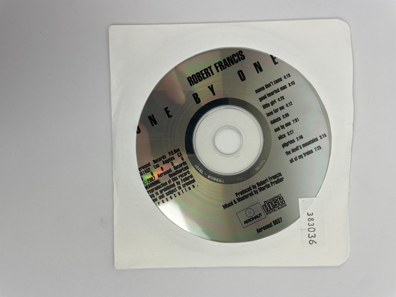 Robert Francis One by One Digital Audio CD Aeronaut Records 2007