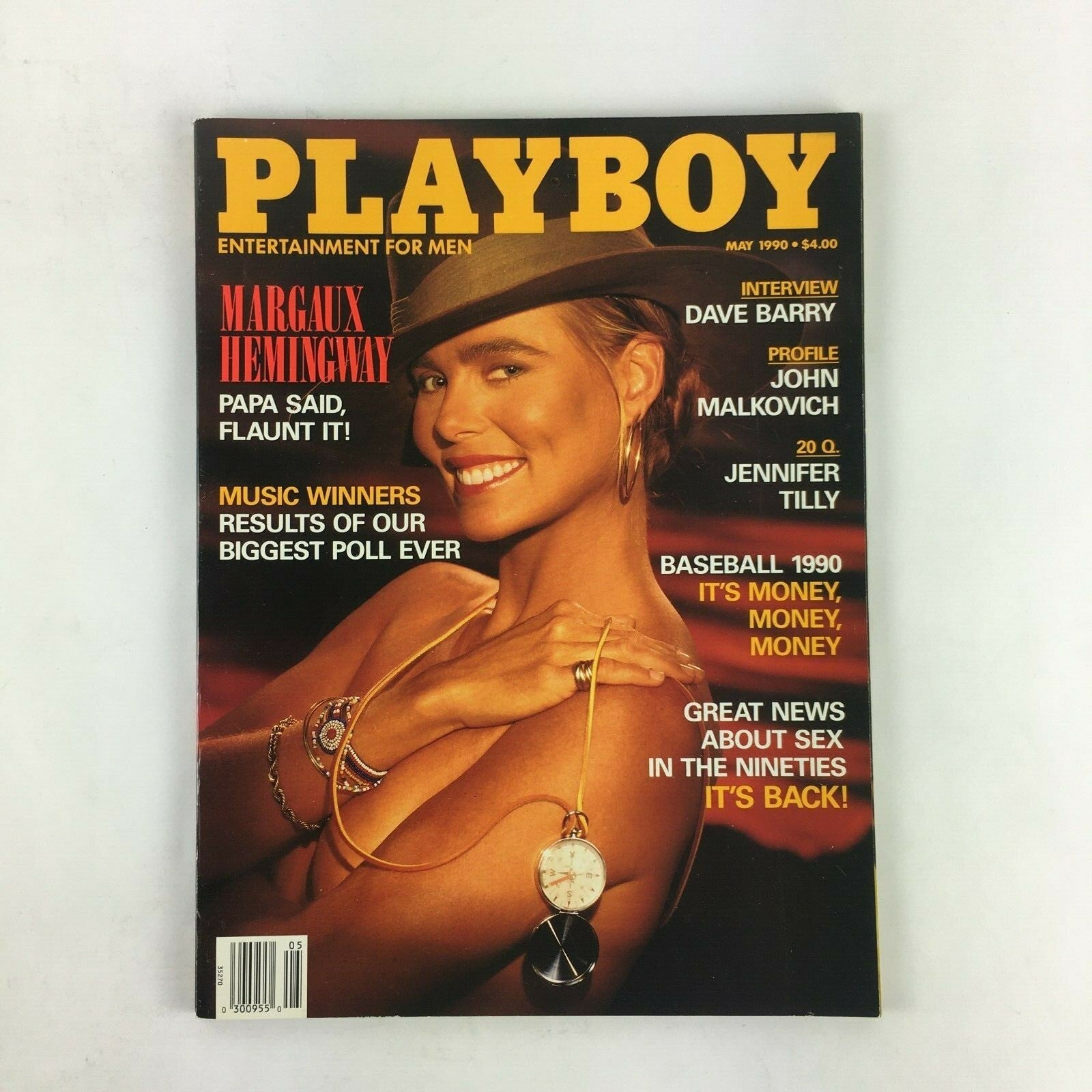 May 1990 Playboy Magazine Margaux Hemingway Dave Barry John Malkovich Jennifer