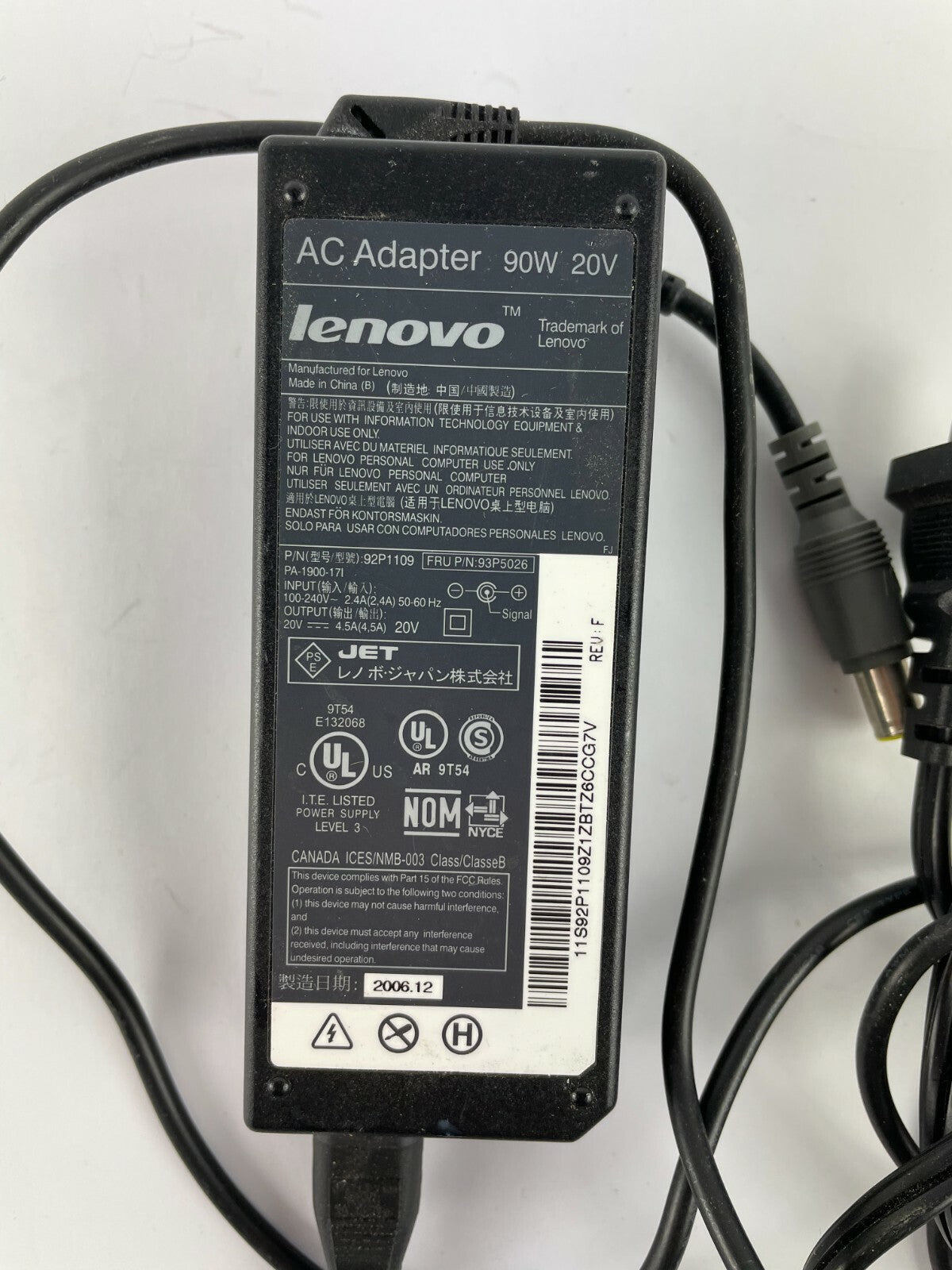 Genuine Lenovo PA-1900-171 Output 20V 4.5A Power Supply Adapter A57