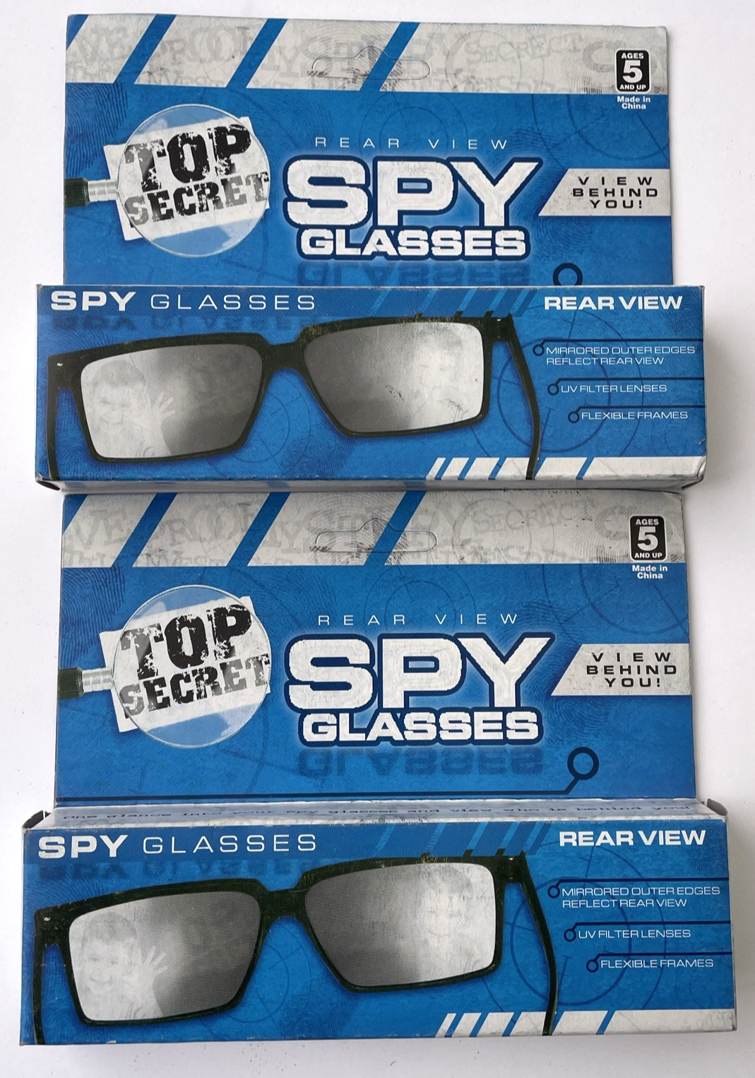 2 x Top Secret Spy Glasses - Magic Trick Rear-View Mirror Glasses Joke/Gag/Prank