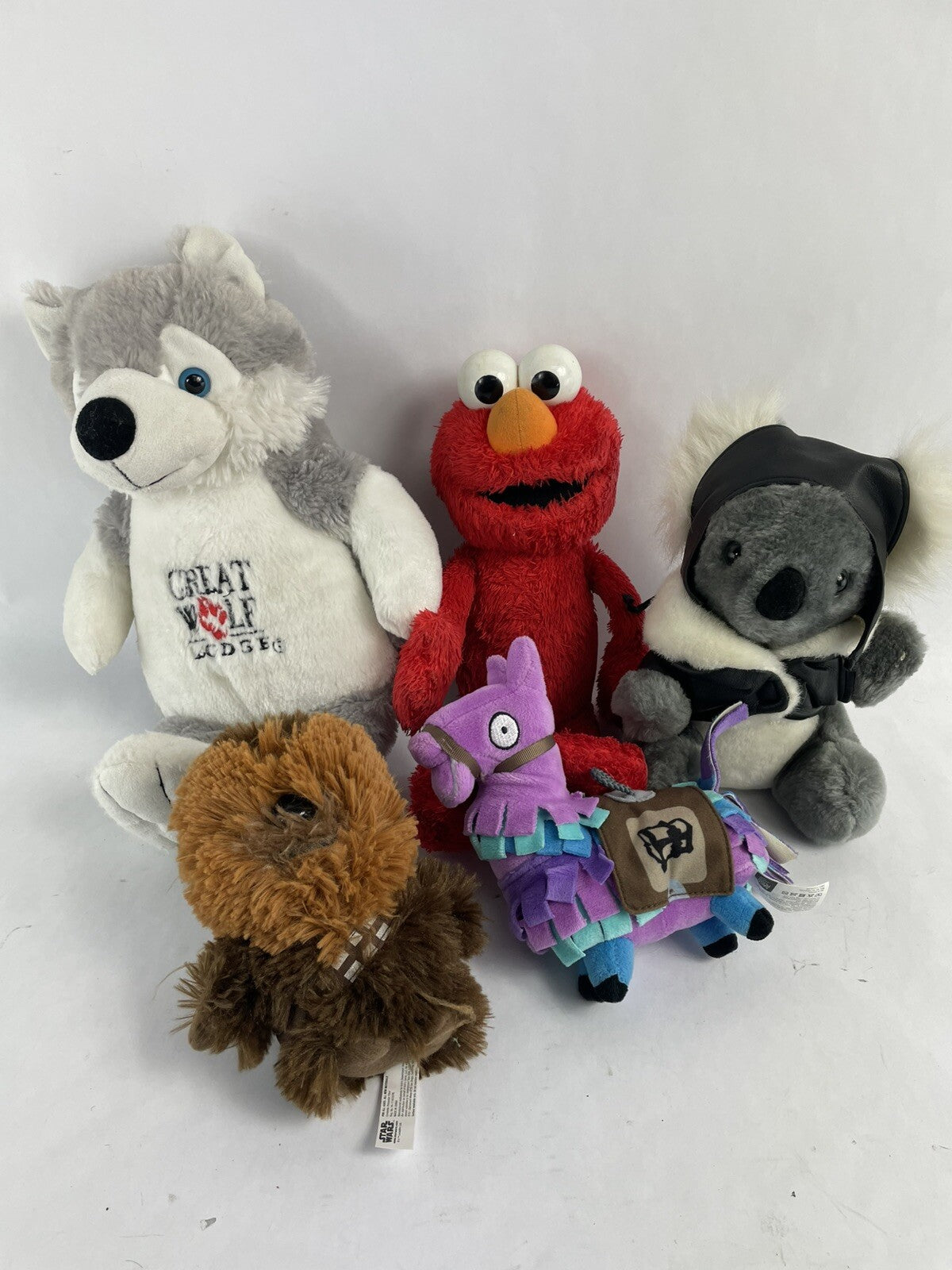 Lot of 5 : Bundle plush Elmo Fortnite Star Wars Great Wolf Lodge Stuff Animals