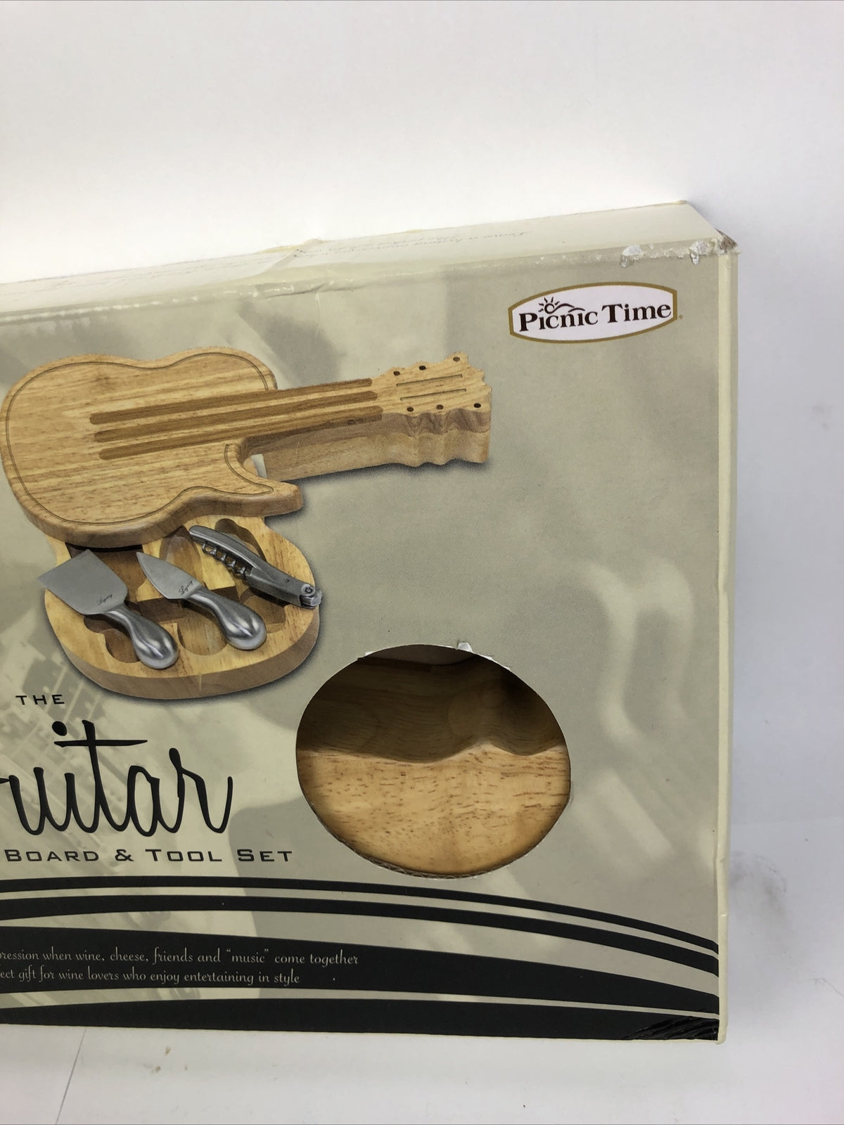 Guitar Cheese Board & Knife Set, Novelty Charcuterie Board Set w Cheese Knives