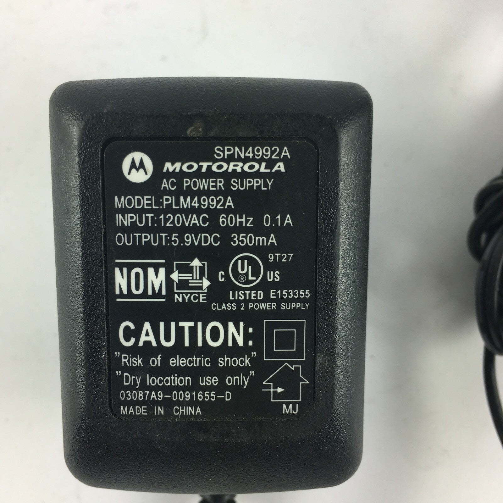 Genuine Motorola PLM4992A Output 5.9V 350mA Power Supply Adapter A23