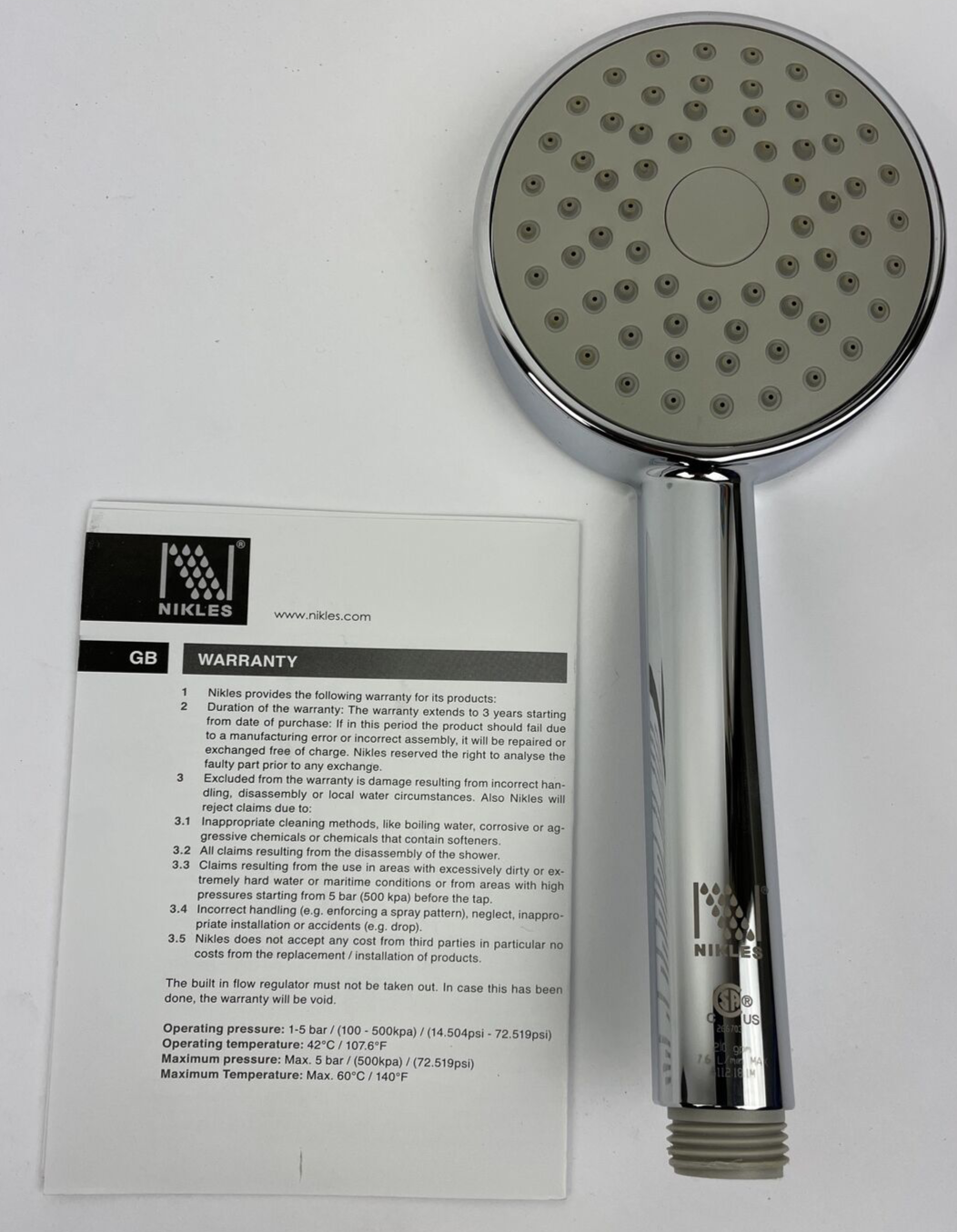Nikles Fresh 95 Rain D1205-2 chrome handheld shower head