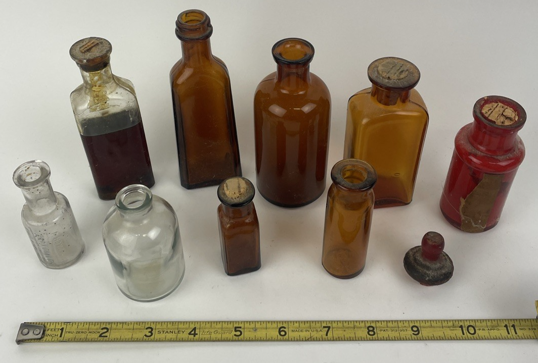 Antique & Vintage Apothecary Bottle Lot of 9 F Hoyte & Co Perfumers Philadelphia