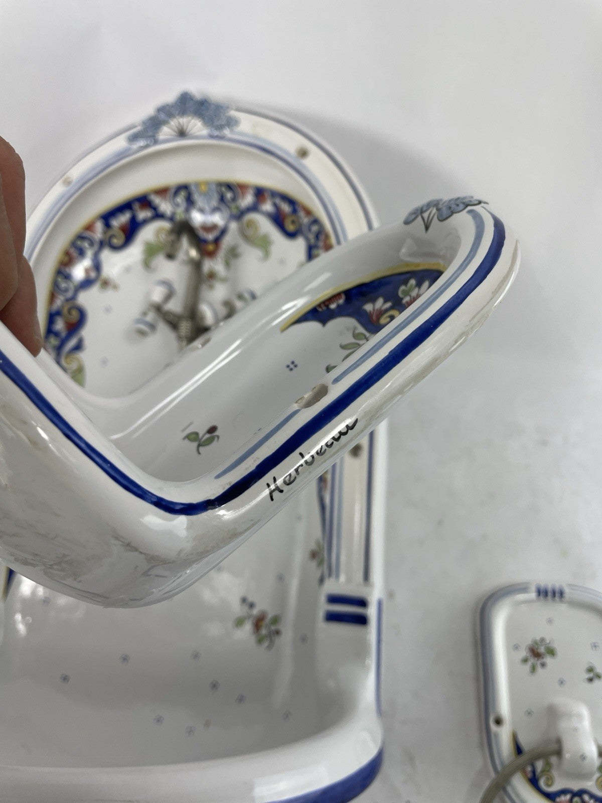 Herbeau Vieux Rouen Bathroom Sink Lavabo Niche Earthenware Wall Fountain