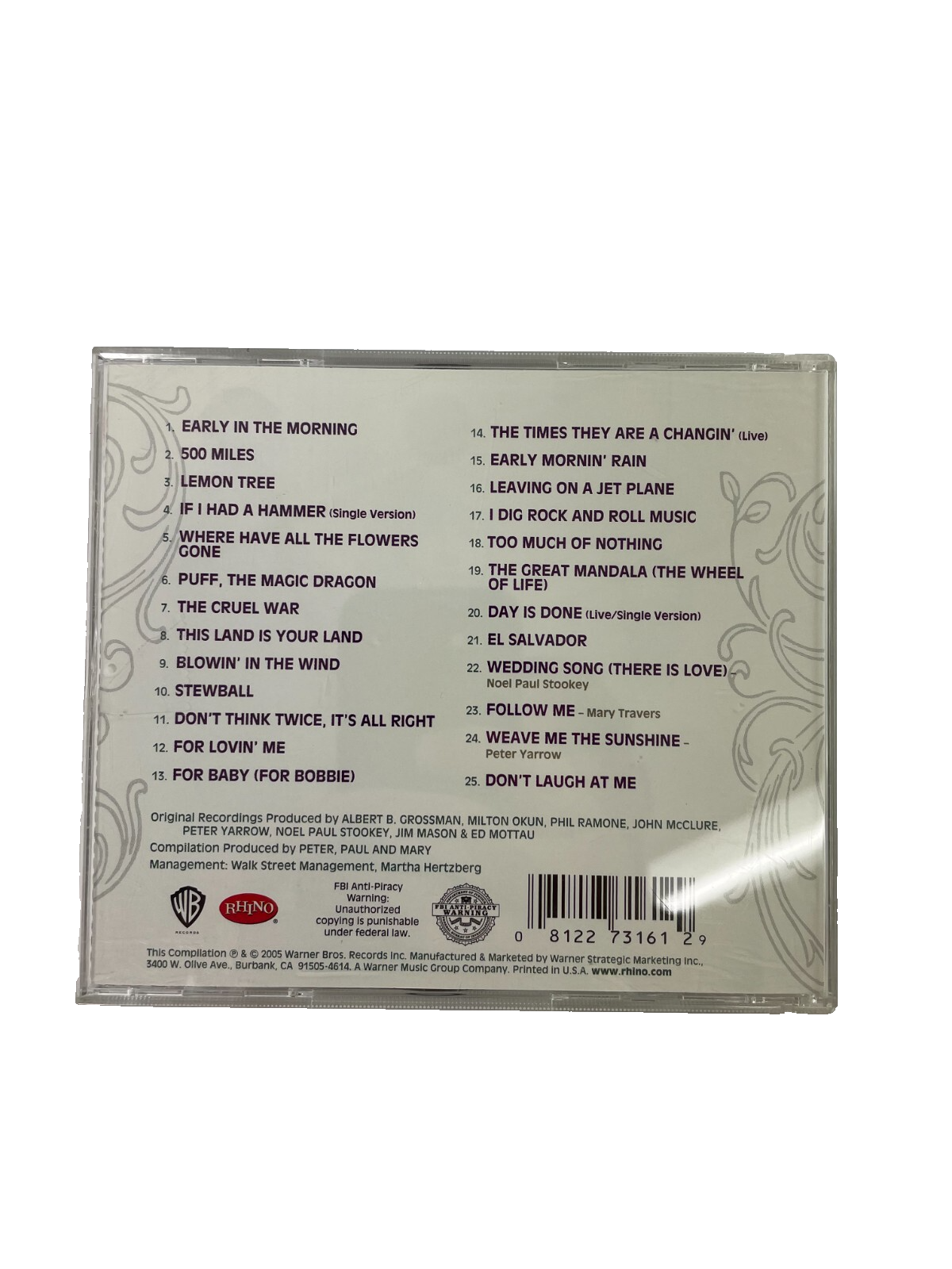 The Very Best Of Peter Paul and Mary Leaving On A Jet Plane 500 Miles CD#10