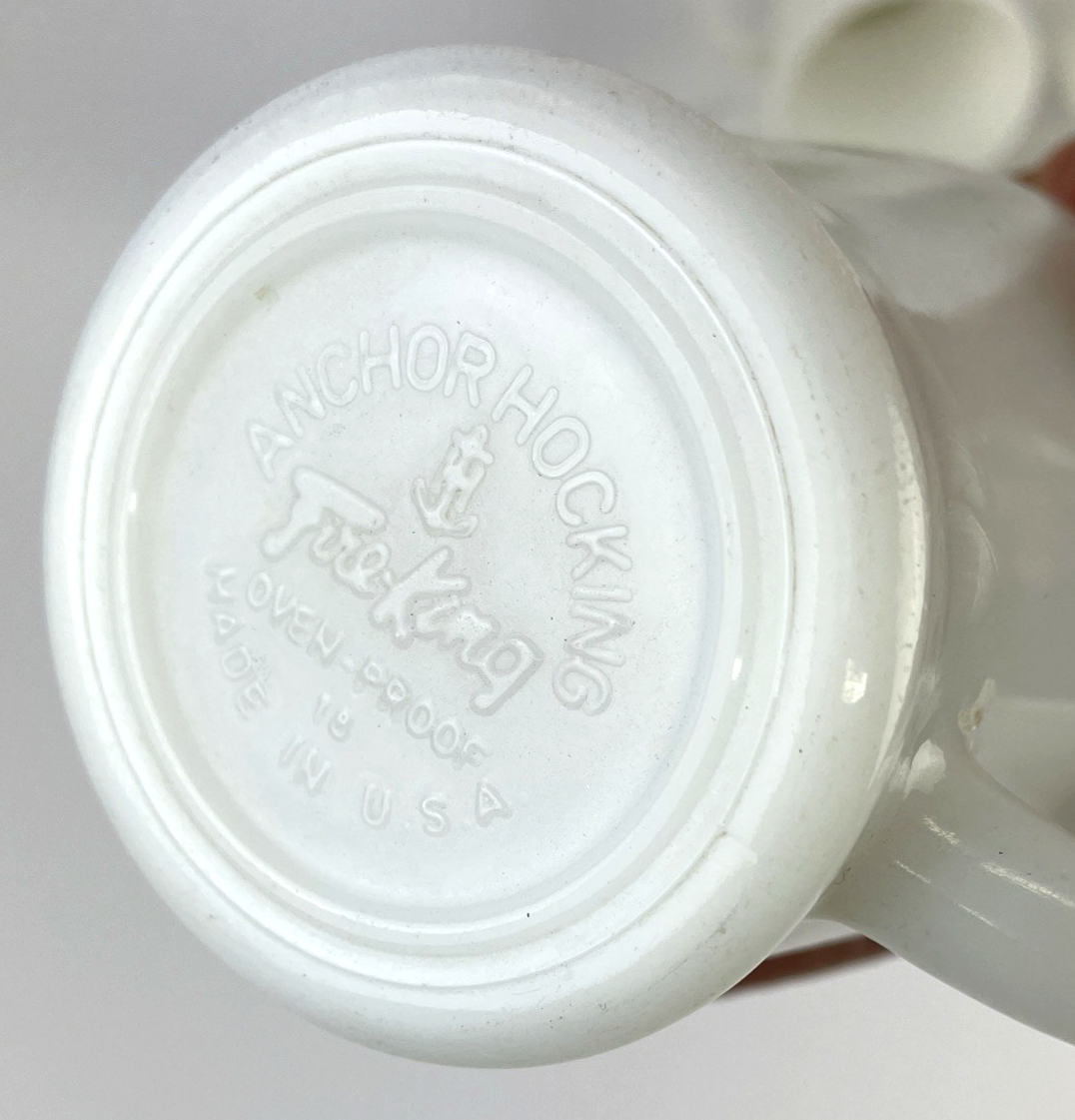 Lot of 8  Vintage White Anchor Hawking Fire King Milk Glass Coffee Cup D Handle