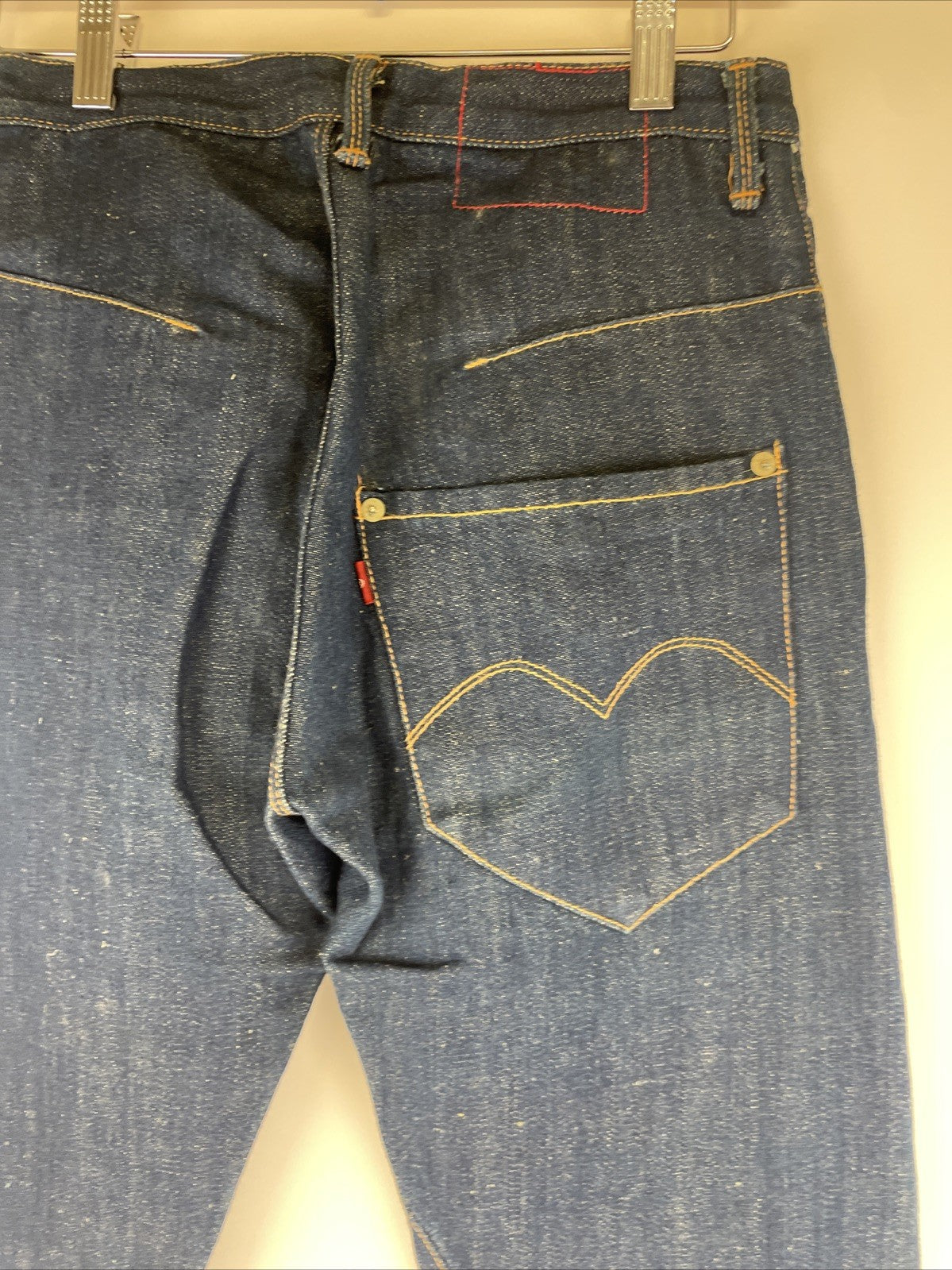 Vintage Levi's Hemp Cotton Jeans 26 x 32 USA Made Red Stencil Tag Dark Wash RARE