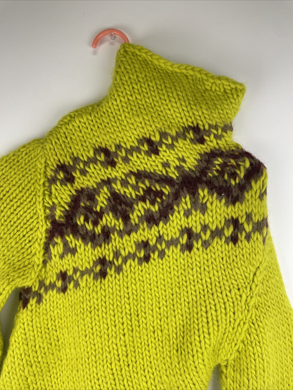 Vintage DKNY Wool Blend Chunky Hand Knit Turtleneck Isle Twin Set Sweater