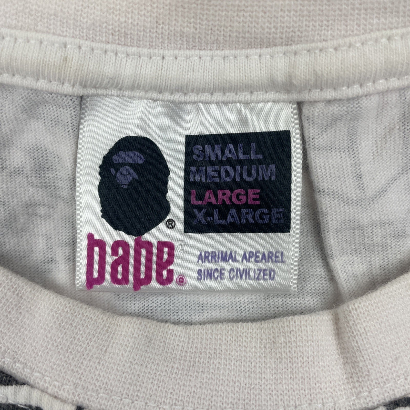 A Bathing Ape BAPE Men's All Over Graphic Logo Crew Neck Short Sleeve T-Shirt L