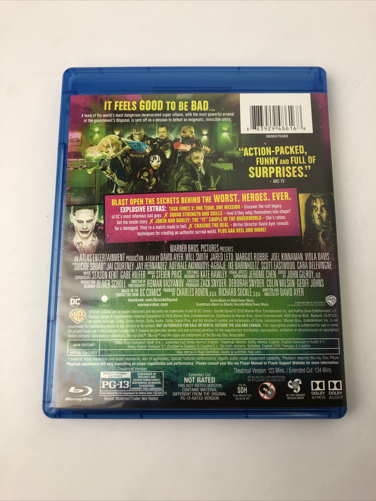 Suicide Squad Extend Cut Blu-ray DVD 2002 Will Smith Viola Davis Jared Leto Mint