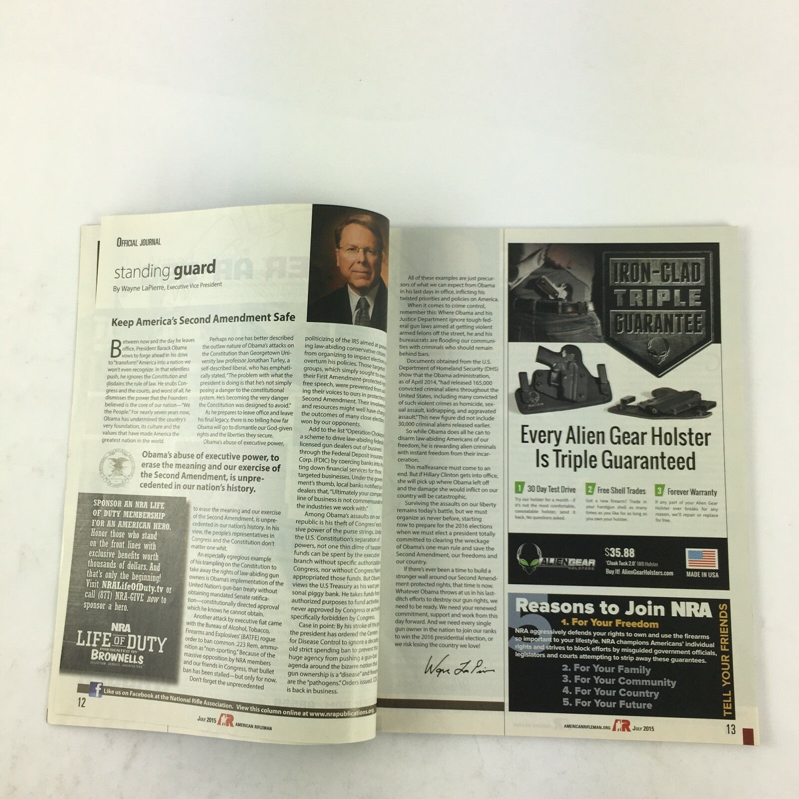 July 2015 American Rifleman Magazine Kimber's Adirondack Eastern Light  Weight
