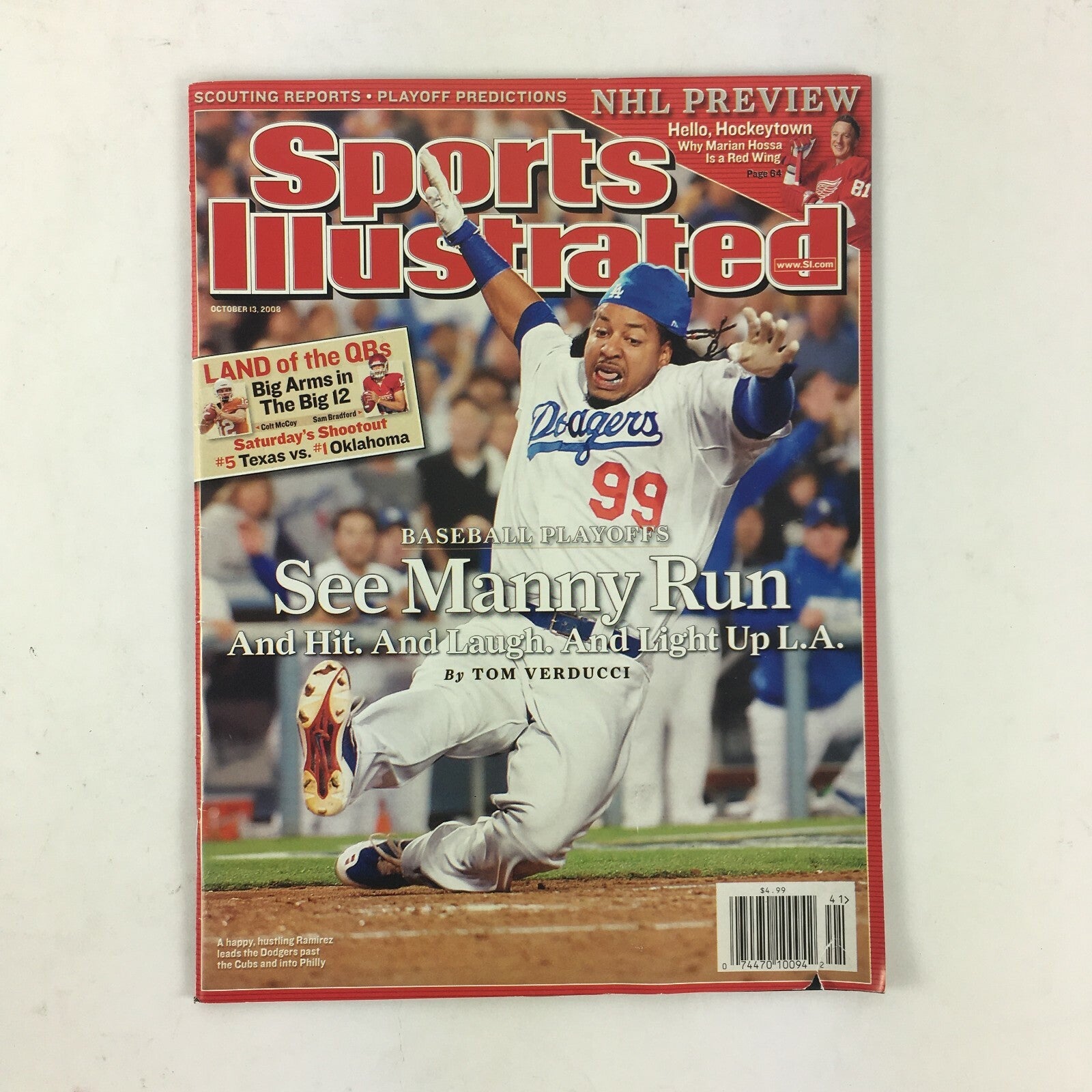 October 2008 Sports Illustrated Baseball Playoffs See Manny Run Tom Verducci