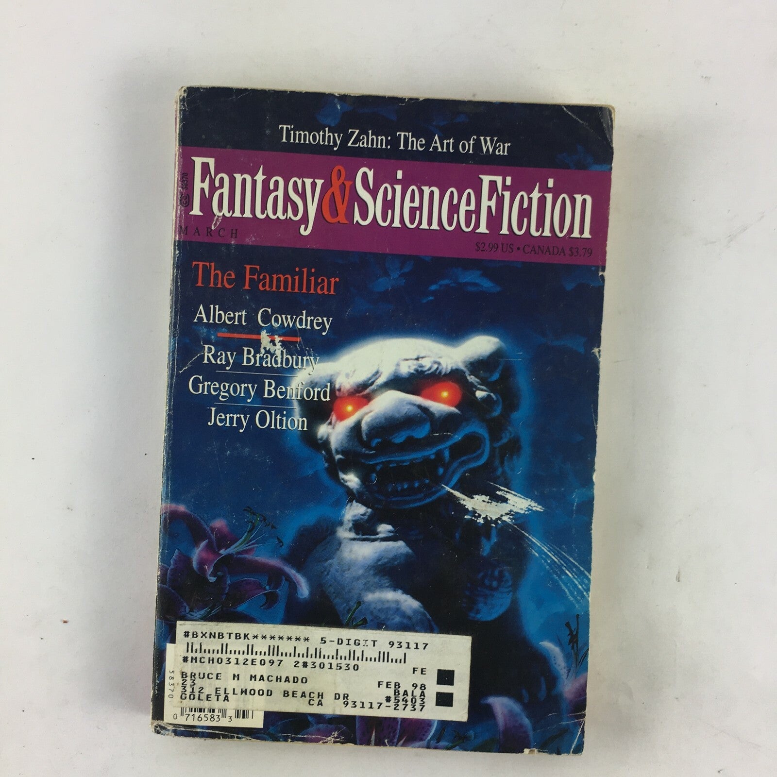 March Fantasy&Science Fiction Magazine The Familiar Albert Cowdrey Ray Bradbury