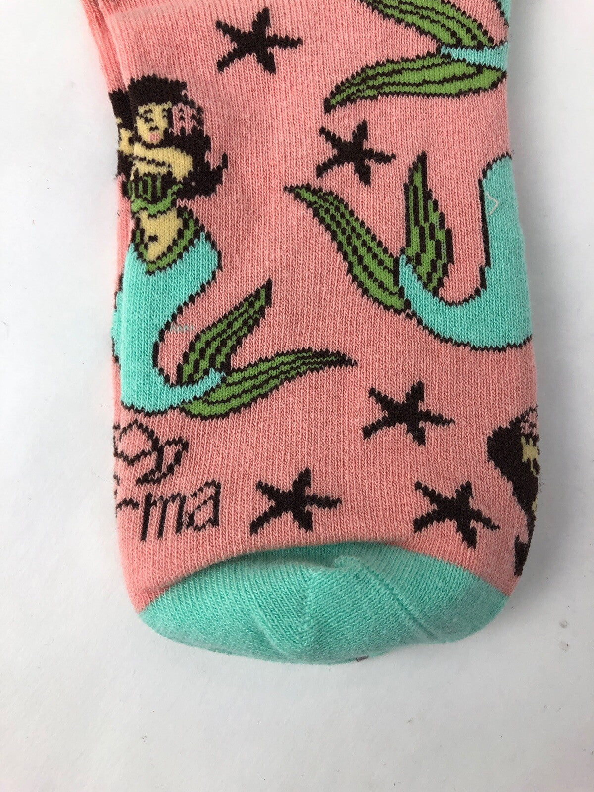NWT KARMA Crew Mermaid Mariner Socks Pink Green OSFA - Fast Free Shipping