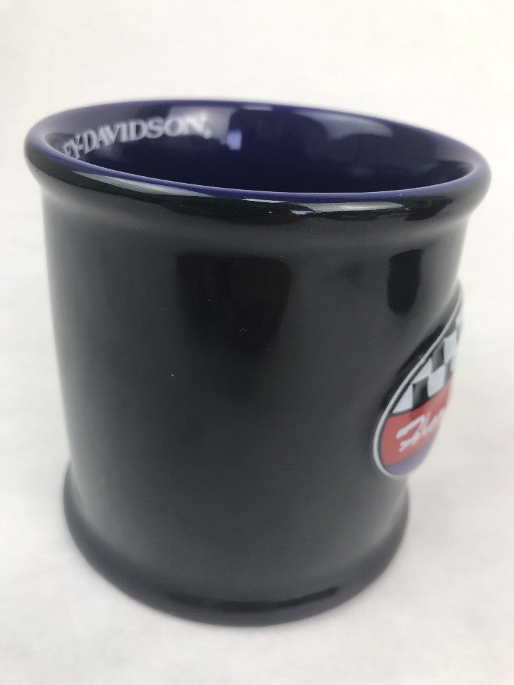 new harley davidson fat boy Raised Logo coffee mug Chrome Rare