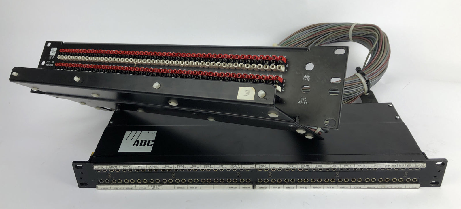 ADC 96 Bantam TT patchbay connected  to ADC UP-96NMKII  PPC RACKMOUNT PATCHBAY 3